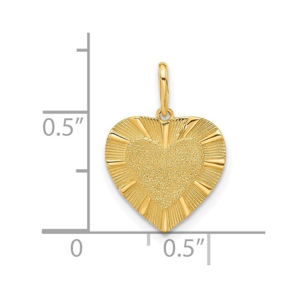14K Textured Heart Pendant - Picture 2 of 4